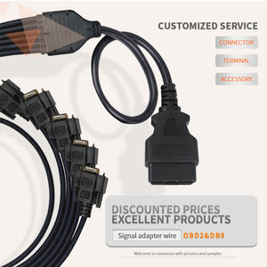 Kabel adaptor wanita OBD2 Male ke 6 Port DB9 profesional otomotif dapat Bus RS232 pemisah seri untuk diagnostik kendaraan - Product Image 3