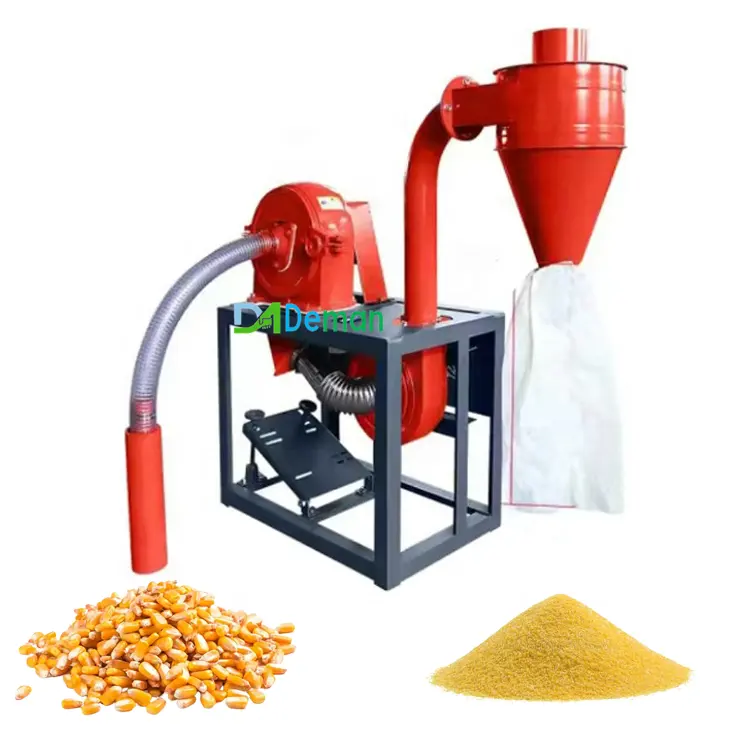 Self-priming dust-free corn rice mill coffee beans grinder crusher chicken feed grain grinding machine for breeding farm