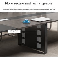 Table de conférence modulaire moderne avec structure en fer et panneau en bois, facile à nettoyer, combinaison chaise de bureau et de salle de classe