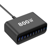 Station de charge de bureau GaN 800W, chargeur rapide multi-ports 8 ports PD QC, chargeur multi-appareils QC30W PD65W PD140W pour ordinateur portable MacBook téléphone