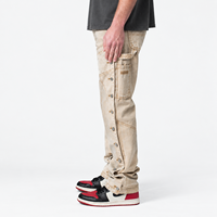 DiZNEW Jeans Premium Homme en Denim Épais Effet Vieilli, Coupe Baggy, Détails Boutons Pression et Effet Déchiré, Logo Personnalisé, Fabrication Usine