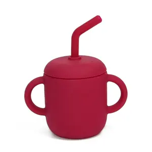 도매 휴대용 식품 학년 고품질 실리콘 Sippy 컵 재사용 아기 Bpa 무료 유기 실리콘 Sippy 컵