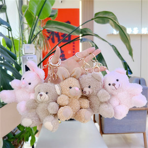 Dễ thương Mini màu hồng mềm đồ chơi sang trọng gấu bông Keychain Thú nhồi bông peluche Thỏ Bunny sang trọng Đồ chơi Keychain Gấu bông bán buôn - Product Image 1