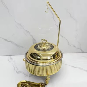 Estufa de Alcohol de Acero Inoxidable, Redonda, Colgante, para Buffet, 8L, 10L, 5.5L, Dorada, para Uso en Hoteles y Restaurantes - Product Image 1