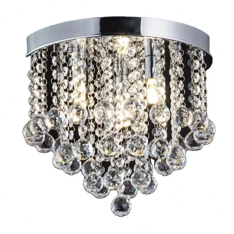 Lustre de luxo com bola de cristal, moderno, luminária de teto, 11.8 polegadas de diâmetro, luminária de teto embutida