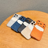 Dompet Kartu Kulit Baru Mewah Motif PU Slot Kartu Kantong Dompet Casing Ponsel untuk iPhone 12 13 14 15 16 17 18 Pro Max