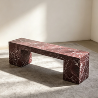 Meubles d'entrée modernes sur mesure, console en marbre naturel Rosa Levanto, banc à bagages, ensemble de meubles en marbre pour villa et hôtel