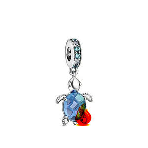 Breloques en argent 925 pour enfants, vente en gros, pour bracelets DIY, tendance, étoile de mer, attrape-rêves, cœur, tortue bleue, perles en zircon - Product Image 3