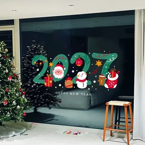 <b>Transparent</b> Christmas Decorative Static-Cling PVC Decals – 3D Snowflake and Santa Claus Set for Windows and Gift Boxes (Home Use - Product Image 3