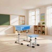 Ensemble de bureau et chaise ergonomiques réglables pour étudiants avec structure métallique pour l'école et la maison