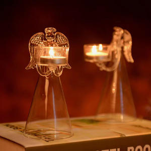 European Creative Blown Glass <strong>Angel</strong> Candlestick <strong>Holder</strong> Handmade Wholesale for Weddings and Christmas Occasions - Product Image 1