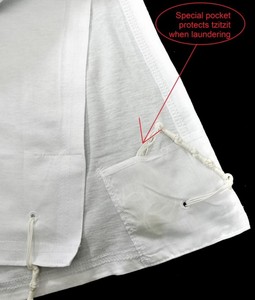 Maglietta Ebraica in Cotone <span class=keywords><strong>Tzitzit</strong></span> con Spacco Laterale Kosher - Product Image 3