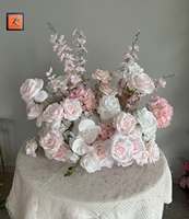 Ramo de Rosas de Seda Rosa y Blanco para Boda, Decoración Floral para Mesa de Comedor, Flores Artificiales para el Hogar