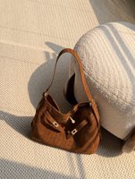 Sac fourre-tout hobo en daim ceinturé avec fermoir rotatif, sac à main souple, sac à bandoulière trapèze, sac de transport, vente en gros, approvisionnement en vrac
