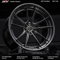 Jantes ZKR en alliage d'aluminium forgé, à profil profond, 2 pièces, multi-branches, centre noir, lèvre polie, ajustement personnalisé, OEM ODM pour voitures particulières