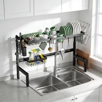 Égouttoir à vaisselle simple en métal pour évier de cuisine, rétractable, extensible, multifonctionnel, moderne et minimaliste, pour le rangement des assiettes