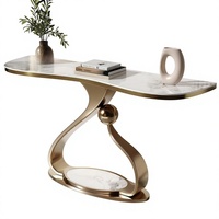 Meubles de salon, nouvelle table d'entrée en acier inoxydable, table d'entrée en ardoise, table console moderne de luxe en marbre doré