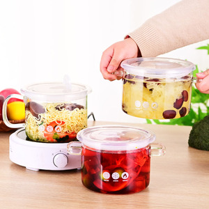 Pentola in Vetro Borosilicato Trasparente Resistente al Calore con Coperchio in Plastica, per Uso su Fornello e Microonde - Product Image 1