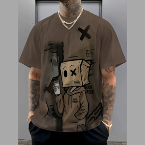 T-Shirt da Uomo Personalizzata con Stampa 3D di Motivi <span class=keywords><strong>Anime</strong></span> e Cartoni, Collo Tondo, Vestibilità Comoda in Poliestere - Product Image 4