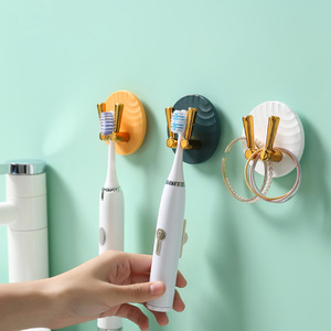 Electric <b>Toothbrush</b> <b>Holder</b> Suction Cup Wall Mounted Circular Durable Bathroom Storage Hook For <b>Toothbrushes</b> And Accessories - Product Image 1