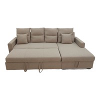 Canapé d'angle multifonctionnel avec rangement, moderne et minimaliste, pliable, trois places, revêtement en tissu, idéal pour petit salon ou hôtel