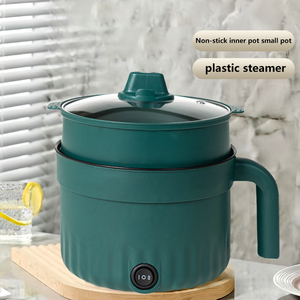 Poêle électrique circulaire pour la maison, revêtement antiadhésif, corps en acier inoxydable, couvercle en verre trempé, capacité de 1,8 L, utilisation domestique pratique - Product Image 5