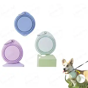 Cuencos plegables de silicona para mascotas de grado alimenticio a la moda, comederos plegables portátiles para perros y gatos al aire libre