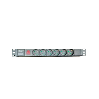 Barre d'alimentation PDU allemande 6 voies en alliage d'aluminium de qualité supérieure, 1U, montage en rack 19 pouces, avec câble de 2 m pour serveur réseau