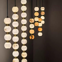 Luminaire suspendu LED moderne de luxe personnalisé en marbre empilé, hauteur réglable, pour escalier, hôtel, villa
