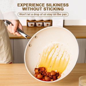 Wok de freír chino portátil de 28cm y 30cm, blanco, multifunción, cocina profesional, sartén de aluminio antiadherente, Wok - Product Image 3