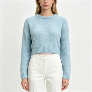 Maglione da Donna <span class=keywords><strong>Jenna</strong></span> OEM & ODM Personalizzato Colore Giallo Collo a R Manica Lunga Vestibilità Ampia Alta Qualità Casual Vendita all'Ingrosso - Product Image 6