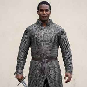 Steel Chainmail Armour <b>Full</b> <b>Body</b> <b>Suit</b> With Belt And Sword Antique Style Welded Design Round Shape Fashion Clothing - Product Image 1