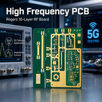 Fabricant de circuits imprimés haute fréquence personnalisés Rogers à 10 couches, carte RF 5G pour télécommunications, service d'assemblage PCBA pour test TDR et contrôle d'impédance
