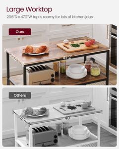 Estante de Almacenamiento de Cocina de Madera Moderna SENYU con 3 Estantes, Marco de Metal Reforzado, Diseño Duradero para Mayor Estabilidad - Product Image 5