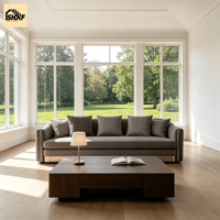 Juego de Sofás Personalizables de Lujo Ligero para Sala de Estar, con Respaldo Curvo Acolchado en Tela y Sillón a Juego para Apartamento, Hotel o Villa