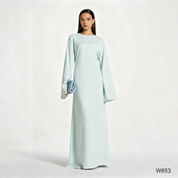 Robe longue maxi élégante 2026 personnalisée à manches évasées, avec ceinture à nouer au dos, coupe ajustée, pour femmes musulmanes, en mélange de lin, idéale pour le quotidien et les occasions formelles