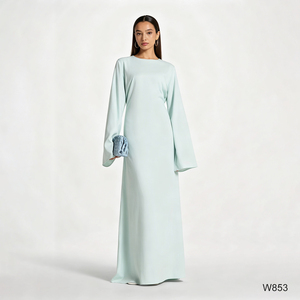 <span class=keywords><strong>Robe</strong></span> <span class=keywords><strong>longue</strong></span> maxi élégante 2026 personnalisée à manches évasées, avec ceinture à nouer au dos, coupe ajustée, pour femmes musulmanes, en mélange de lin, idéale pour le quotidien et les occasions formelles - Product Image 4