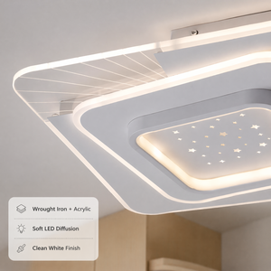 Lámpara de techo LED cuadrada moderna de acrílico y hierro, de montaje en superficie, para dormitorio, sala de estar, pasillo, interior. - Product Image 3