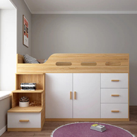 Modern Nice Custom izable Holz MDF Single Double Storage Etagen bett mit Kleider schrank Treppen Booshelf Schrank Kleider schrank