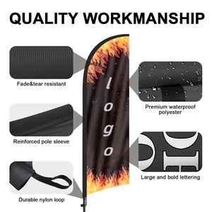 Bandera de Playa de Poliéster Ecológica Impermeable Grande Personalizada con Diseño de Pluma y Asta de Aleación de Aluminio - Precio Directo - Product Image 2