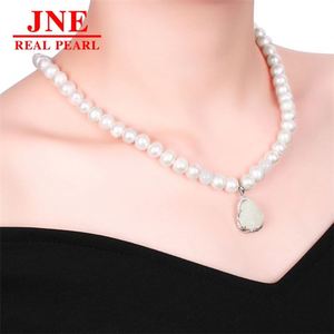 Natural Pearl Necklace White Round Beads Hetian Jade Diamond Buddha Pearl Necklace Mother's Gift for <strong>Elders</strong> Mother's Day - Product Image 3
