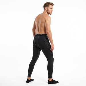Maillot de compression unisexe noir à manches longues et col rond avec bretelles réglables, anti-humidité, séchage rapide, coupe classique - Product Image 2