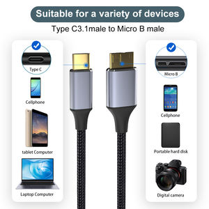 Le câble de données de <span class=keywords><strong>disque</strong></span> <span class=keywords><strong>dur</strong></span> mobile de type C à Micro B 3.0 convient aux ordinateurs portables Disques durs mobiles haute vitesse et appareils photo numériques - Product Image 2