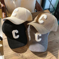 Hoge kwaliteit groothandel op maat gemaakte pet met 6 panelen, geborduurde baseballcap, zwarte corduroy snapback petten