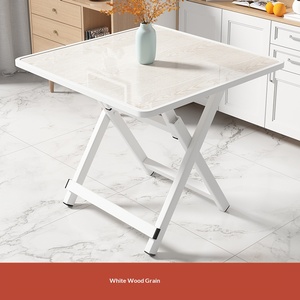 <span class=keywords><strong>Table</strong></span> pliante <span class=keywords><strong>carrée</strong></span> simple et portable de couleur blanche pour la maison, le restaurant, l'appartement ou la location de stand - Product Image 4