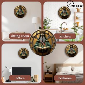 Round Wooden Wall <b>Clock</b> 25x25Cm Luxury Natural Wood Quiet Non Ticking Home Villa Living Room Decor <b>Clock</b> - Product Image 3