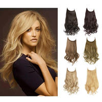 Extensions de cheveux humains blonds lisses de 14 à 24 pouces pour tissage Halo ondulé, résistantes à la chaleur, pour femmes