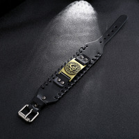 Offres Spéciales Vintage tissé peau de vache manchette Bracelet pour hommes nordique Viking Style usine directe accessoire chaud sur les accessoires de mode