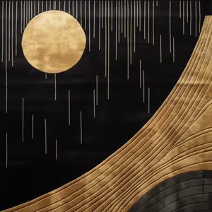 Tapis moderne abstrait noir et or 100% en viscose fait à la main à poils hauts pour la maison, le bureau, le salon et la chambre d'enfants Tailles de 4*6 à 9*12 pieds - Product Image 1