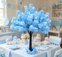 EG-M94 Arbre de cerisier artificiel élégant et luxueux de 4 à 5 pieds, bleu Tiffany, pour centre de table, idéal pour fête d'anniversaire de 14 ans